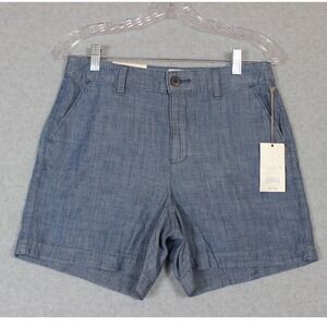 New Day Womens Chambray Shorts Size 4 Blue Denim Look Casual Shorts‎